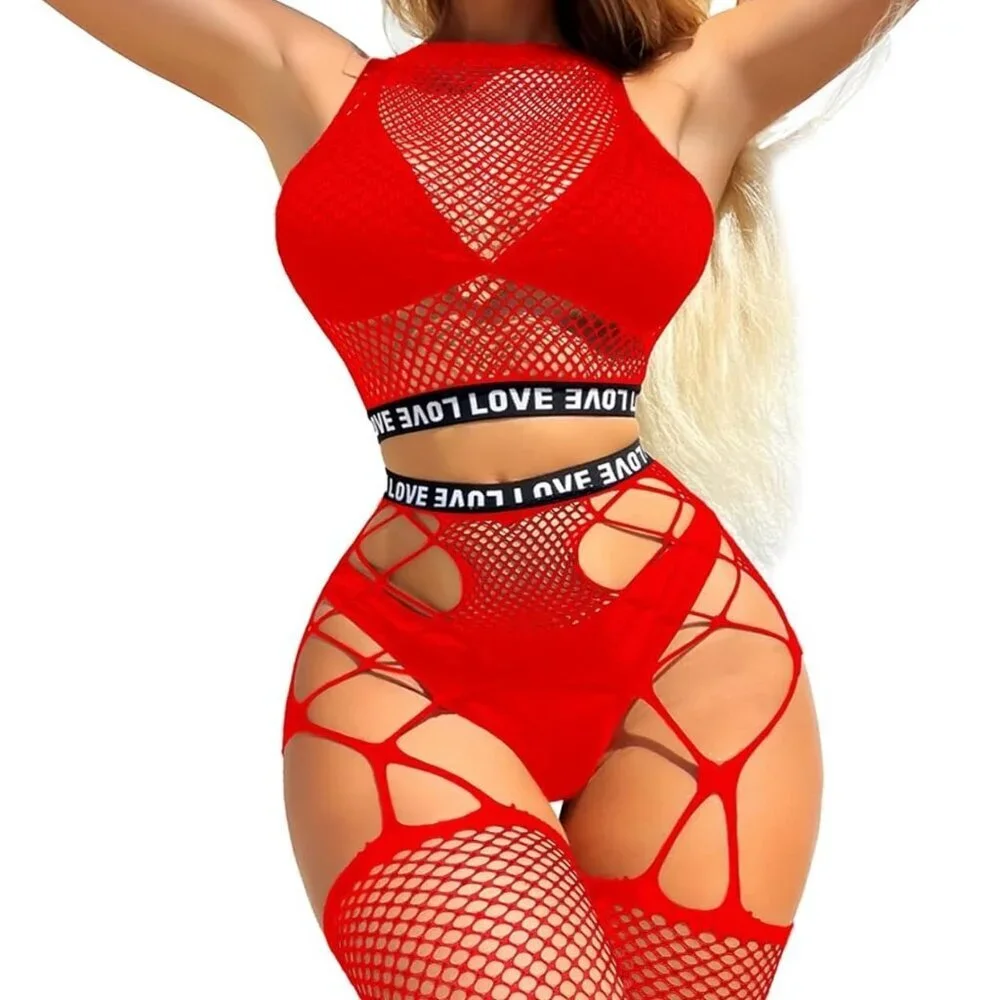 Sexy Lingerie for Women Naughty Fishnet Lingerie Set Bodysuit Erotic Teddy Sheer